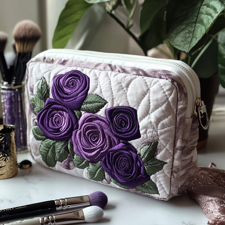 Elegant Petal Quilted Cosmetic Bag