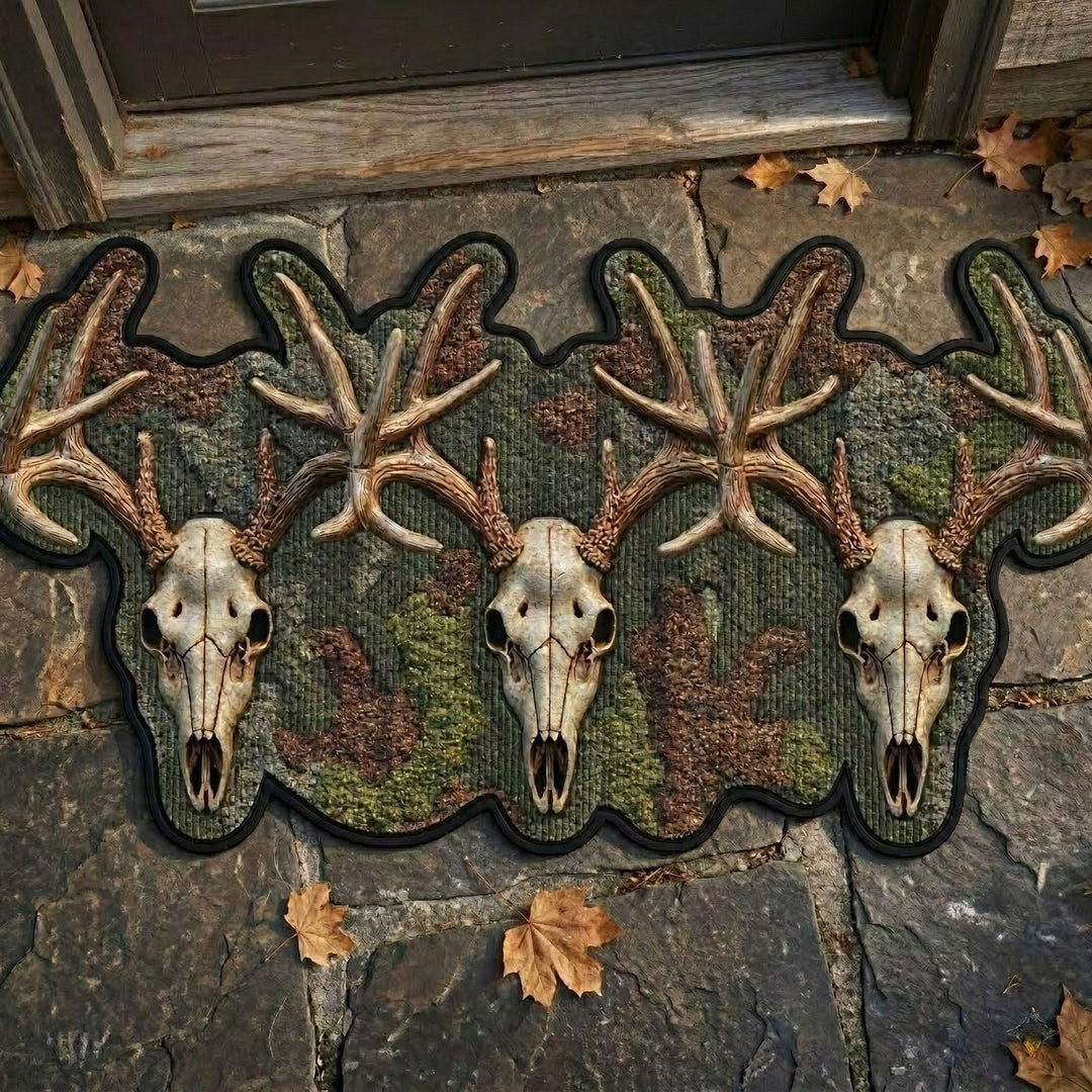 Custom Rustic Antler Shaped Doormat