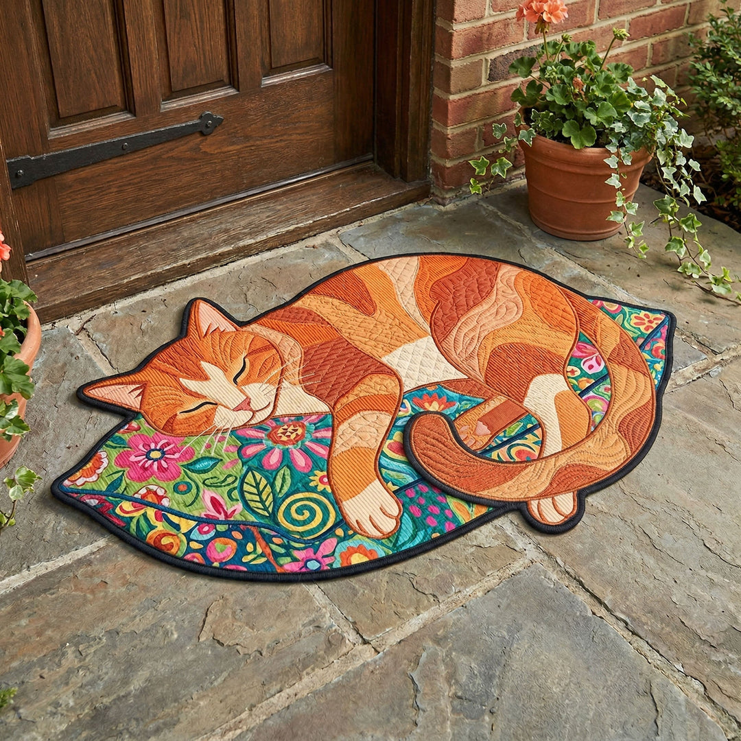 Custom Shaped Doormat featuring a Sleeping Cat
