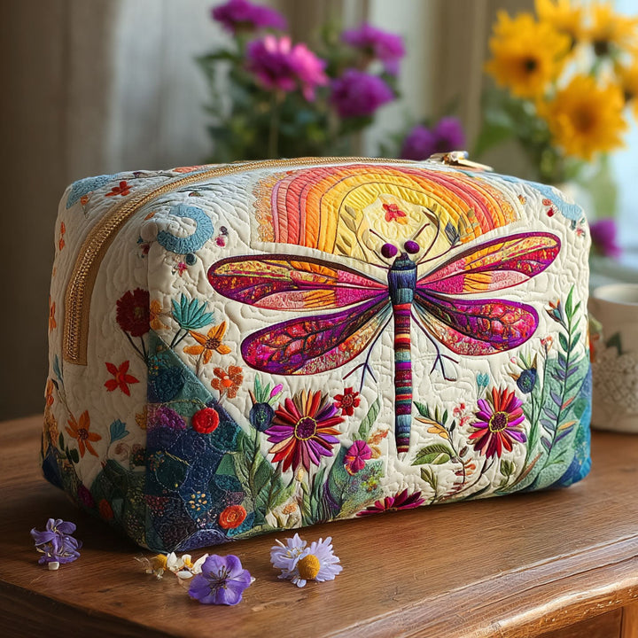 Delicate Pattern Quilted Cosmetic Bag