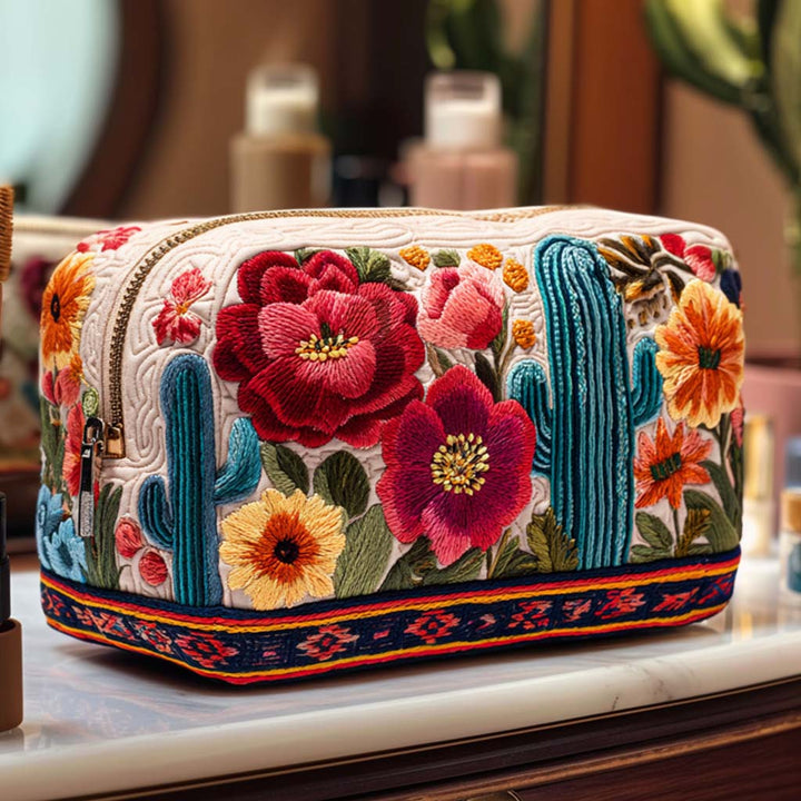 Sunlit Succulent Quilted Cosmetic Bag