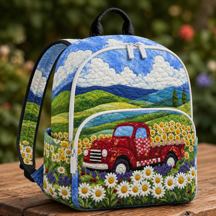 Quilted Backpack with Scenic Country Landscape