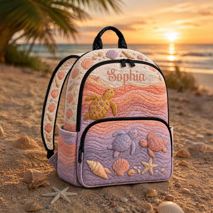 Custom Sea Turtle Quilted Backpack